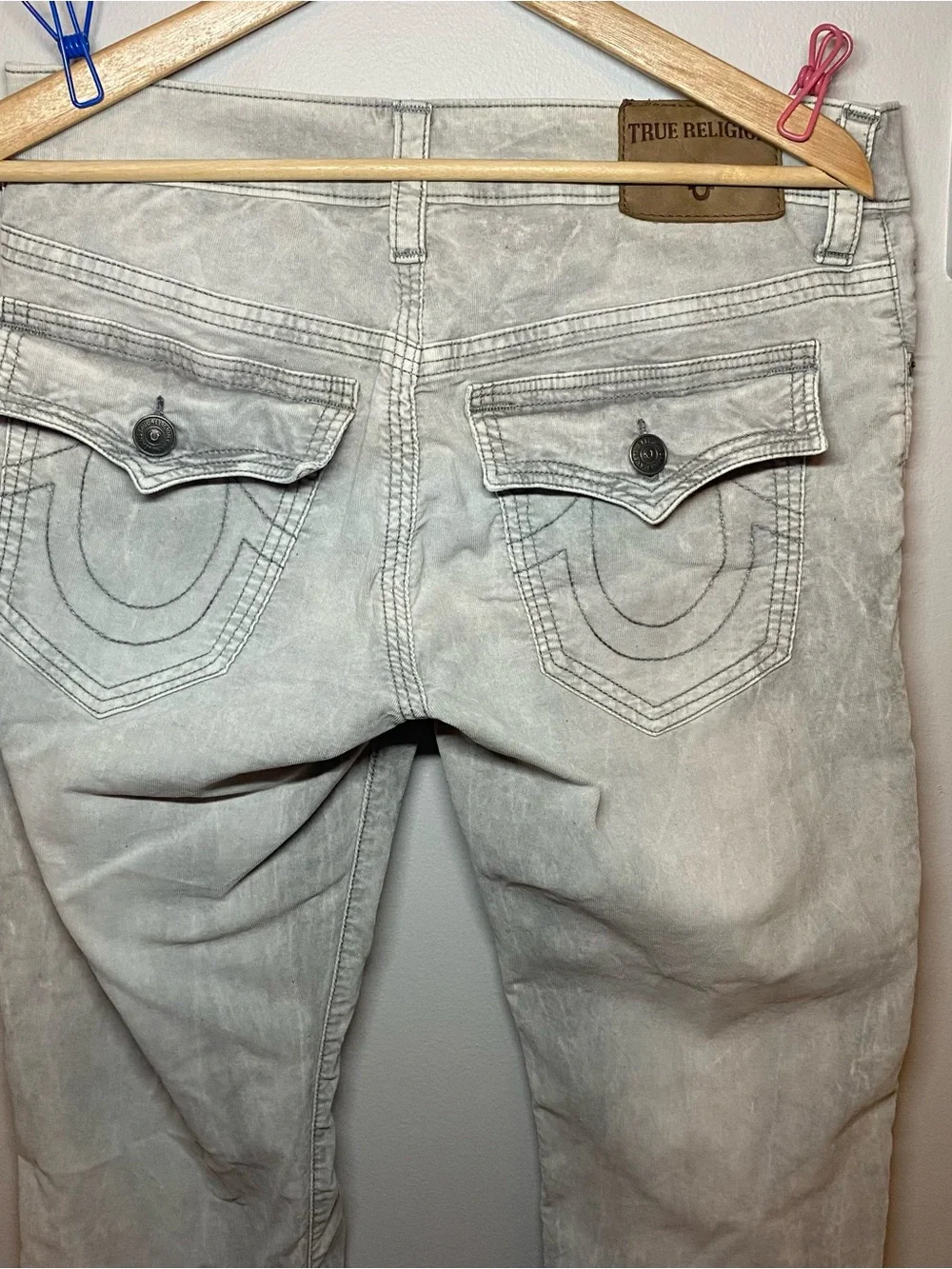 True Religion Men's Light Gray Slim Jeans